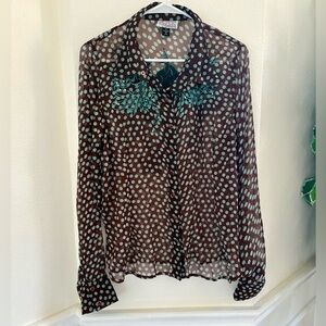 PINK Cattlelac Brown Sheer Blouse